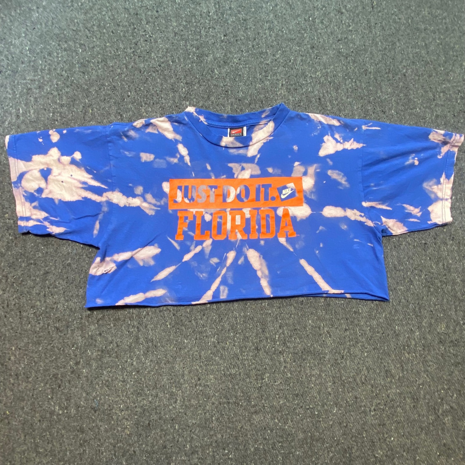 Nike Florida Gators Shirt Sz L Womens Blue Bleach Dye Cropped Distressed 90s Y2k
